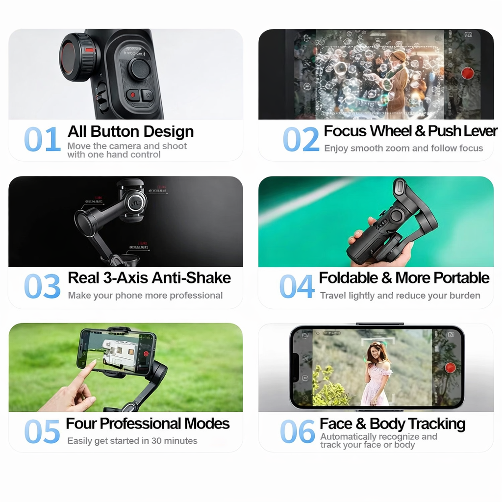 Auto-Stabilizing 3-Axis Phone Gimbal